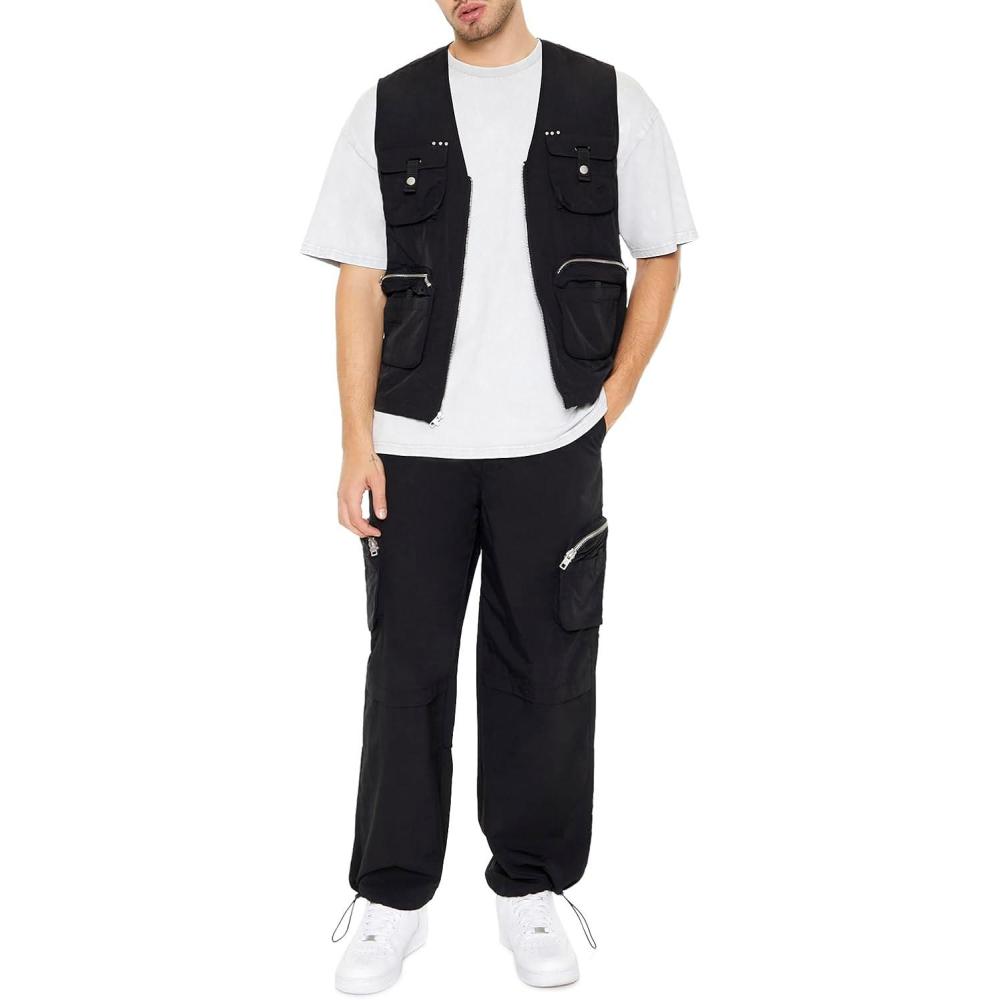 imageForever 21 Mens Toggle Drawstring Cargo JoggersBlack