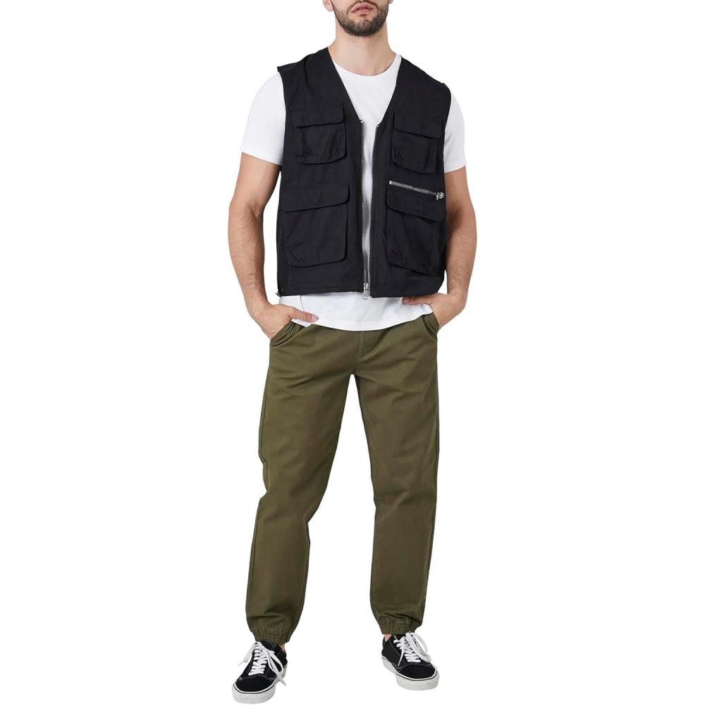 imageForever 21 Mens Twill Drawstring JoggersOlive