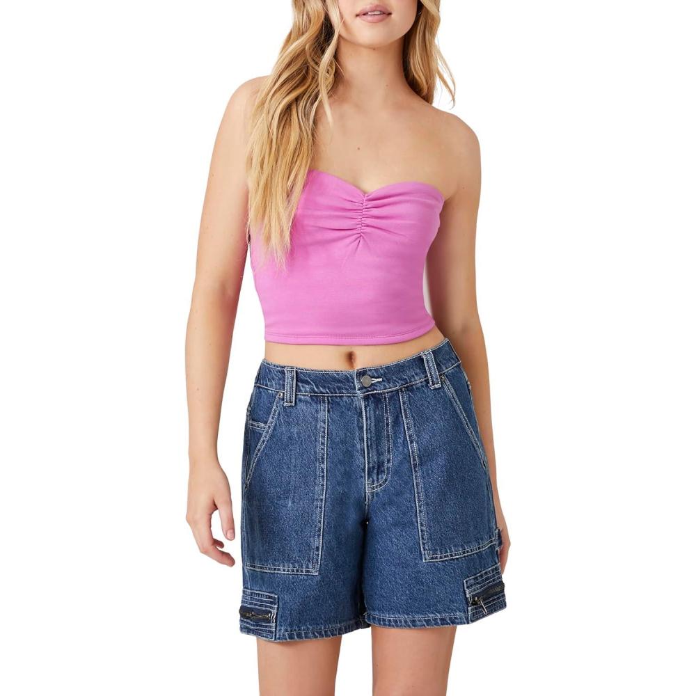 imageForever 21 Womens Denim ZipPocket ShortsBlue