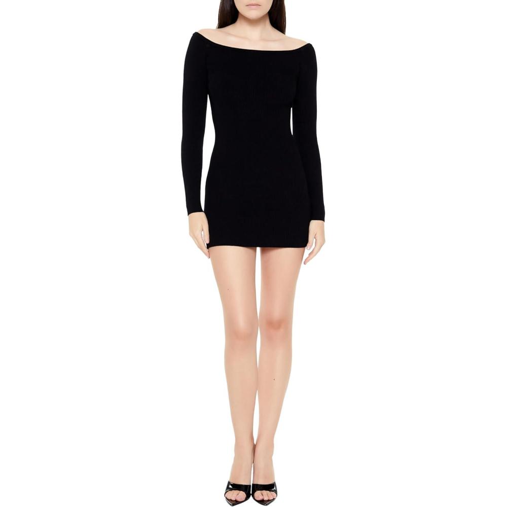 imageForever 21 Womens OffTheShoulder Mini Sweater DressBlack