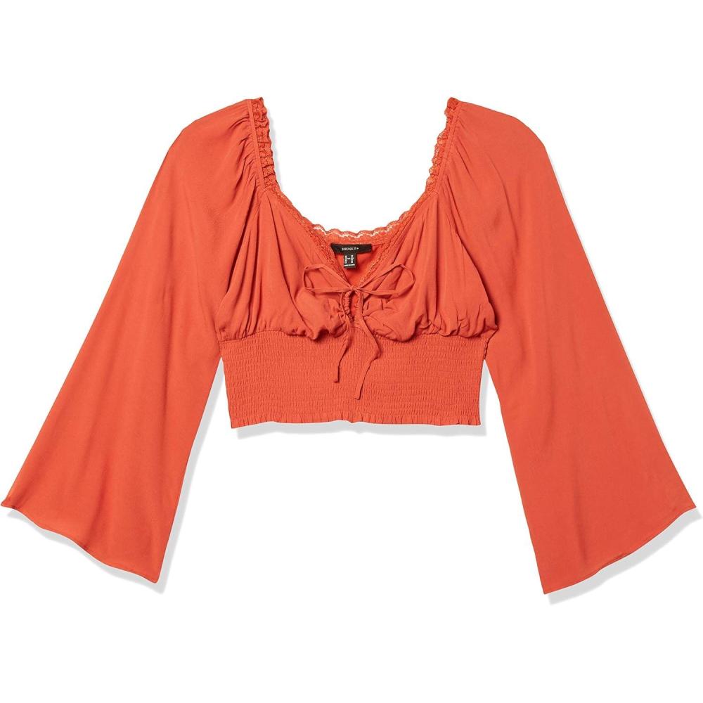 imageForever 21 Womens Plus Size LaceTrim Crop TopRust