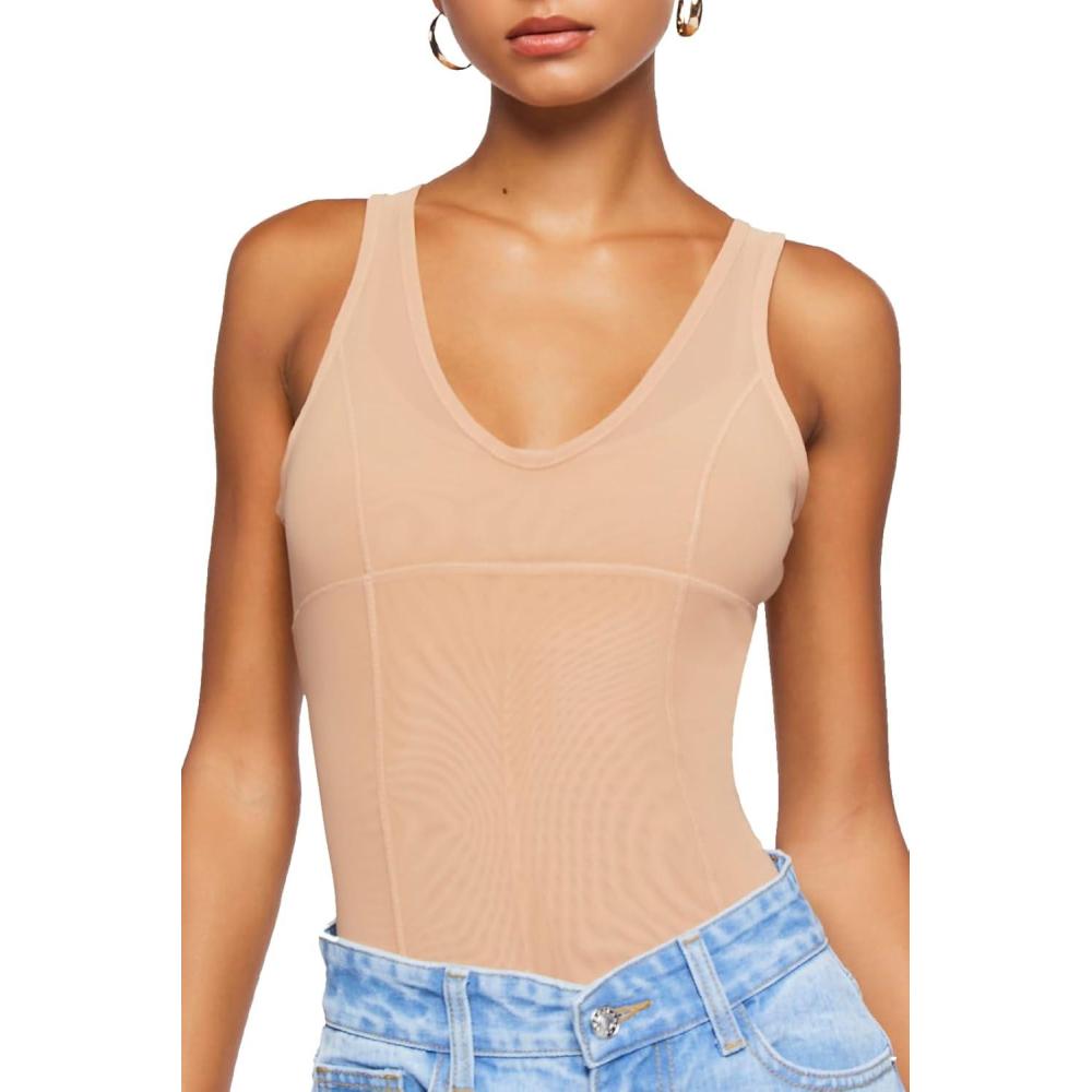 imageForever 21 Womens Sleeveless Vneck BodysuitWalnut