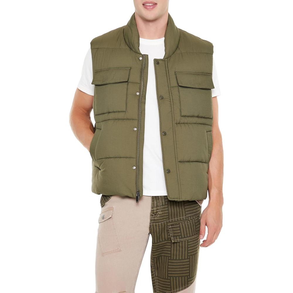 imageForever 21 mens Utility Zipup Pocket VestOlive