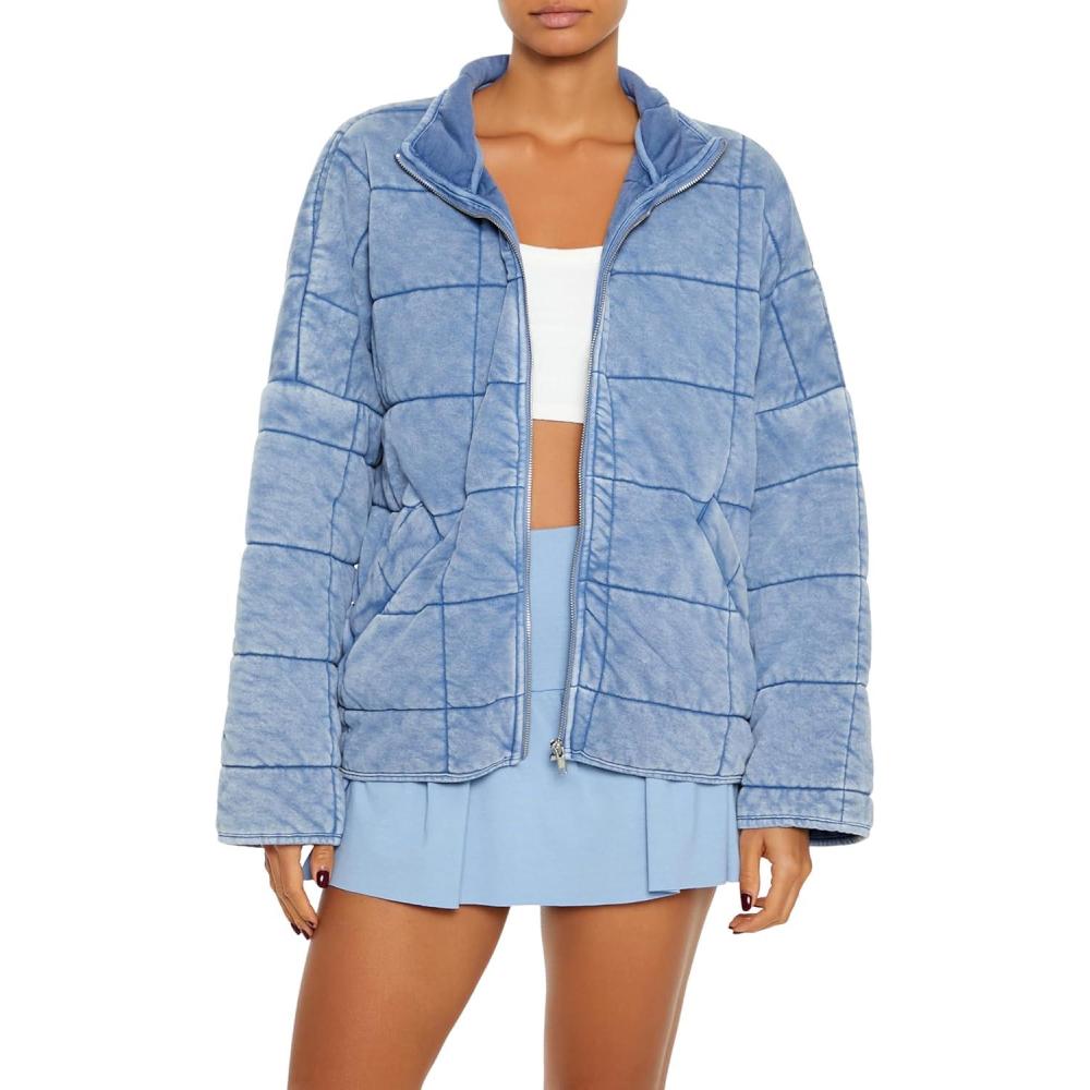 imageForever 21 womens Quilted Zipup JacketDenim