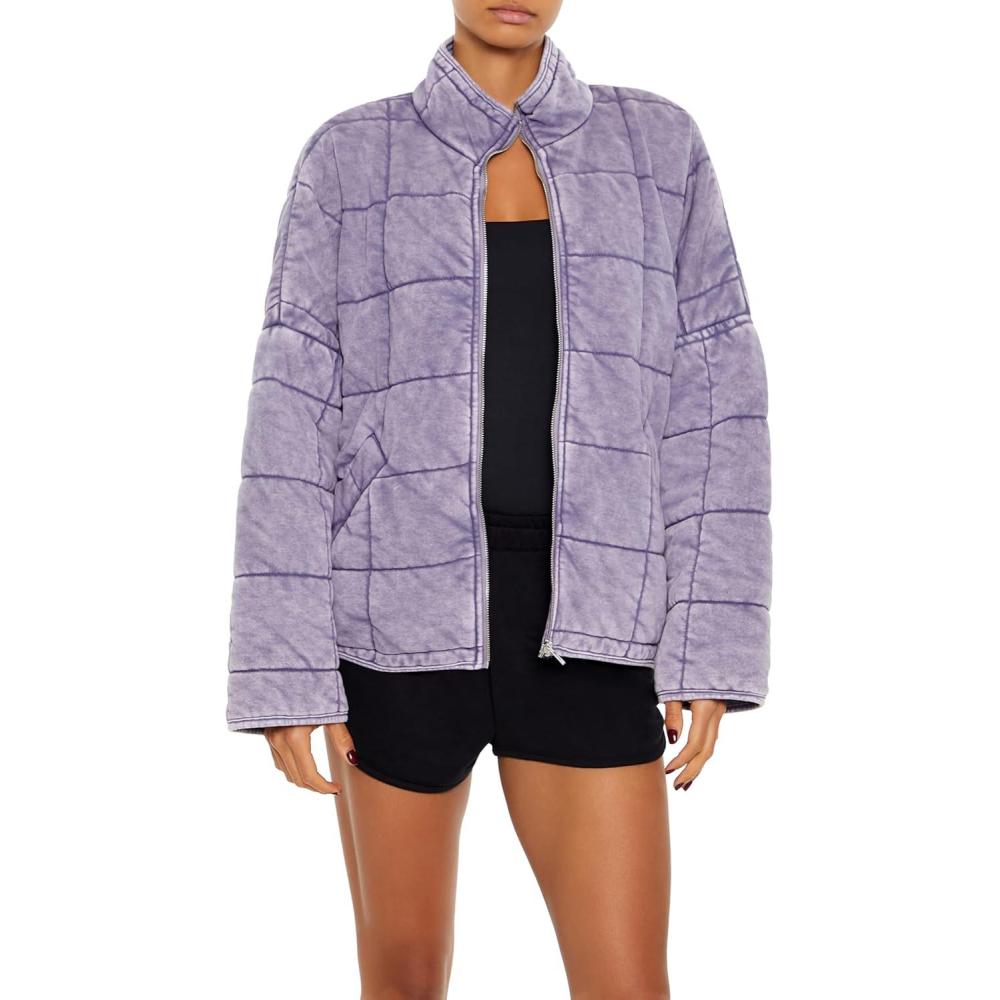 imageForever 21 womens Quilted Zipup JacketLavender