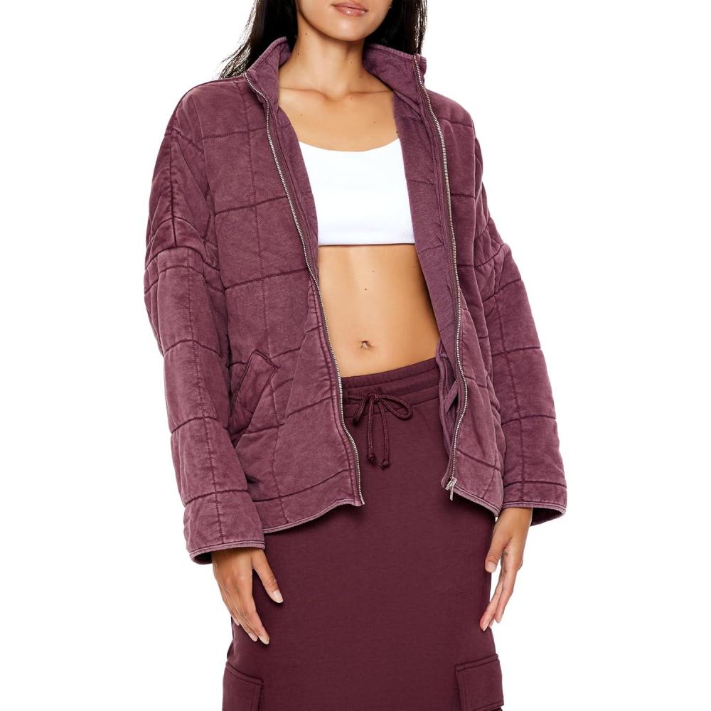 imageForever 21 womens Quilted Zipup JacketWine