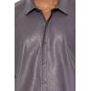 Forever 21 Men’s Faux Leather Boxy Shirt(Gunmetal)