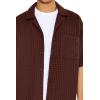 Forever 21 Mens Waffle Knit Cuban Collar Shirt(Brown)