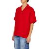 Forever 21 Mens Waffle Knit Cuban Collar Shirt(Red)