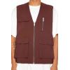 Forever 21 Men’s Zip-up Utility Cargo Vest(Chocolate)