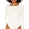 Forever 21 Women’s Contour Sculpt Long-Sleeve Bodysuit Egret Large White