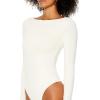 Forever 21 Women’s Contour Sculpt Long-Sleeve Bodysuit Egret Large White