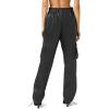 Forever 21 Women’s Faux Leather Cargo Pants(Black)