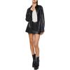 Forever 21 Women’s Faux Leather Drop-Sleeve Shacket(Black)