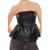 Forever 21 Womens Faux Leather Peplum Tube Top(Black)