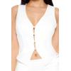 Forever 21 Womens Faux Pearl Sleeveless Top(White)