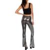 Forever 21 Women’s Metallic Mid-Rise Flare Leggings(Silver)