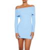Forever 21 Women’s Off-The-Shoulder Mini Sweater Dress(Blue Water)