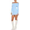 Forever 21 Women’s Off-The-Shoulder Mini Sweater Dress(Blue Water)