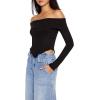 Forever 21 Women’s Off-The-Shoulder V-Hem Crop Top(Black)