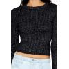 Forever 21 Womens Ribbed Fuzzy Knit Sweater(Black)