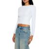 Forever 21 Womens Ribbed Fuzzy Knit Sweater(White)