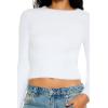 Forever 21 Womens Ribbed Fuzzy Knit Sweater(White)