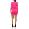 Forever 21 Womens Ruched Drawstring Mini Dress(Fuchsia)