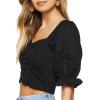 Forever 21 Women’s Ruched Eyelet Crop Top(Black)