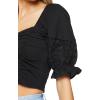 Forever 21 Women’s Ruched Eyelet Crop Top(Black)