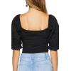 Forever 21 Women’s Ruched Eyelet Crop Top(Black)