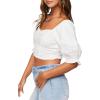 Forever 21 Women’s Ruched Eyelet Crop Top(White)