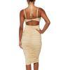 Forever 21 Women’s Ruched Mesh Midi Dress(Natural)