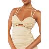 Forever 21 Women’s Ruched Mesh Midi Dress(Natural)