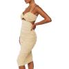Forever 21 Women’s Ruched Mesh Midi Dress(Natural)