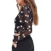 Forever 21 Womens Sheer Mesh Floral Print Top(Black)