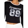 Forever 21 Women’s Sporty 89 Cropped Tee(Black)
