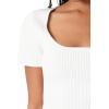 Forever 21 Womens Sweater-Knit Scoop-Neck Tee(White)