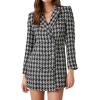 Forever 21 Women’s Tweed Houndstooth Print Mini Dress(Black)