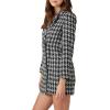 Forever 21 Women’s Tweed Houndstooth Print Mini Dress(Black)