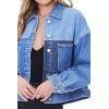 Forever 21 womens Colorblock Denim Jacket(Light Denim/Multi)