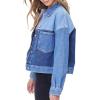 Forever 21 womens Colorblock Denim Jacket(Light Denim/Multi)