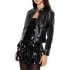 Forever 21 womens Faux Leather Moto Jacket(Black)
