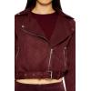 Forever 21 womens Faux Suede Cropped Moto Jacket(Merlot)