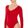 Forever 21 womens Fitted V-neck Bodysuit(Red)