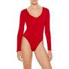 Forever 21 womens Fitted V-neck Bodysuit(Red)