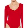 Forever 21 womens Fitted V-neck Bodysuit(Red)