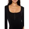 Forever 21 womens Henley Thong Bodysuit(Black)
