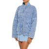 Forever 21 womens Quilted Zip-up Jacket(Denim)