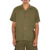Forever 21 Men’s Linen-Blend Cuban-Collar Shirt(Olive)